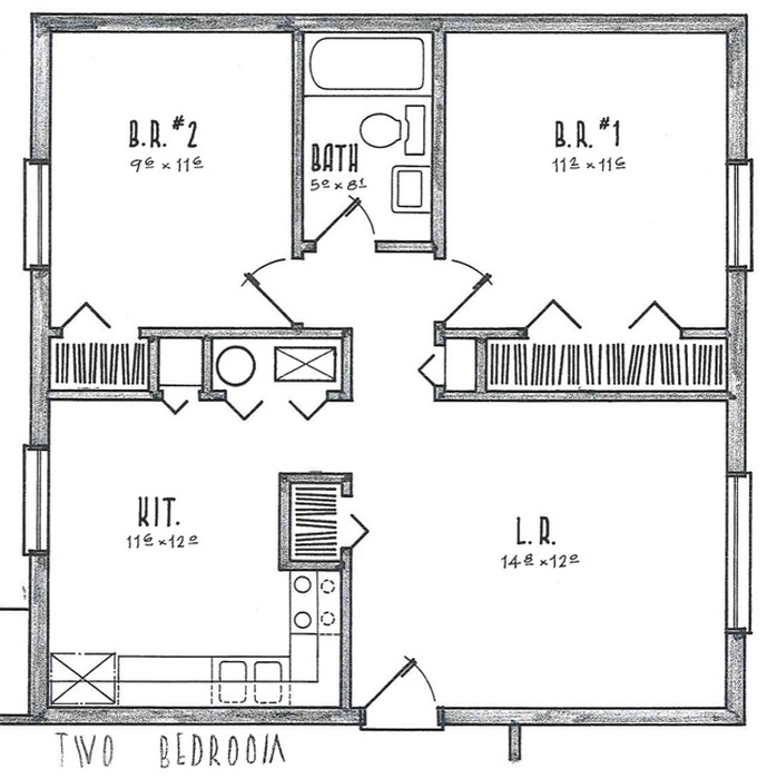 Two Bedrooms Floor Plan Image